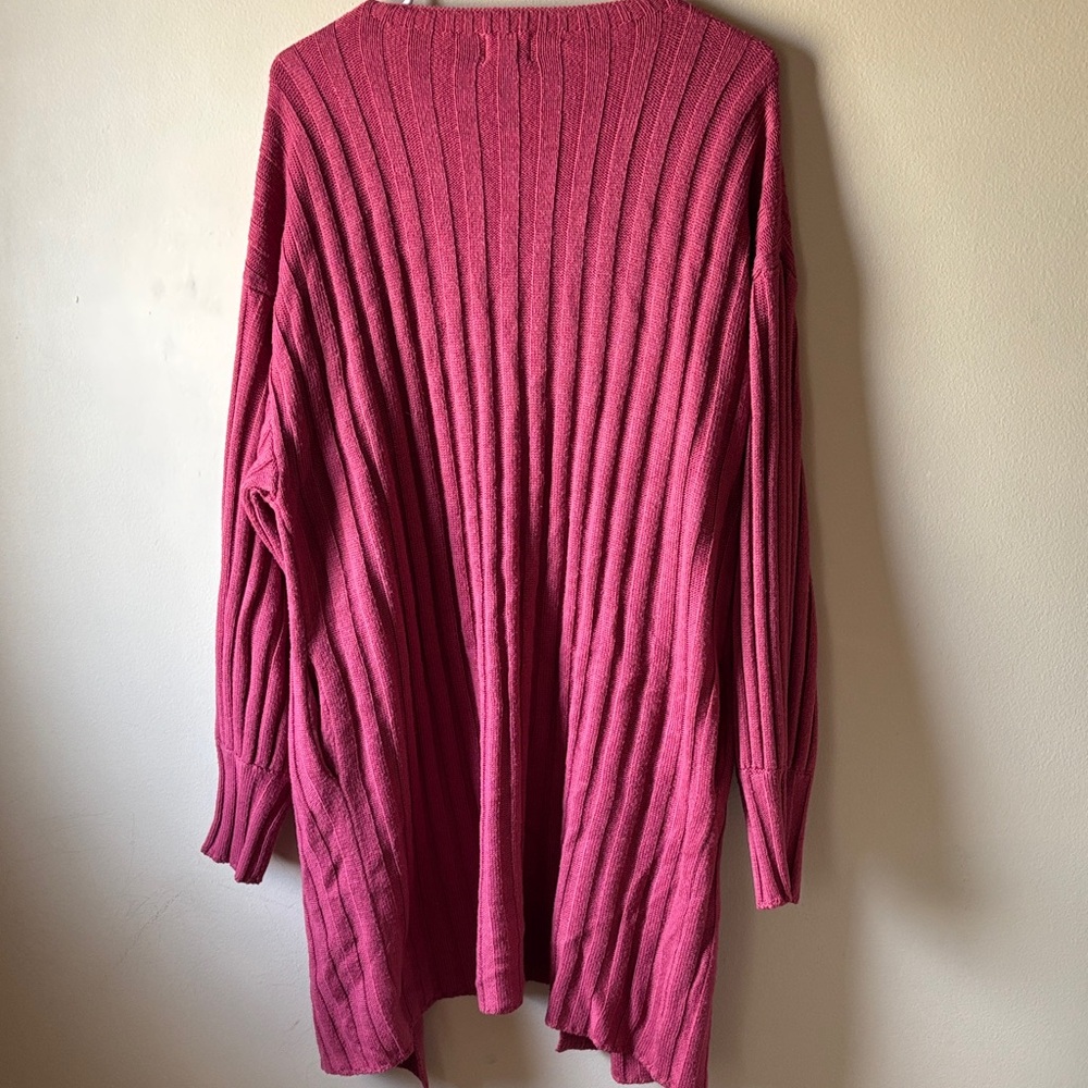 Blue Buttercup Boutique Open-Front Ribbed Cardigan Sweater - Raspberry Pink - Picture 16 of 16
